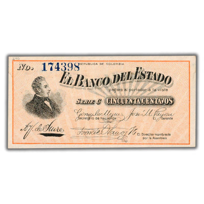 Colombia El Banco Del Stado 1900 50 Centavos Note P #S503 - AU/UNC