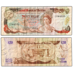 SOLD Belize 1983 $20 Twenty Dollars Note P #45a - Minor Writing