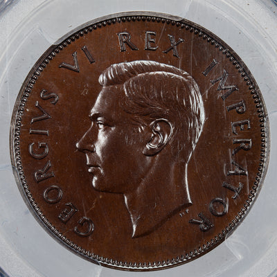 SOLD South Africa 1937 1 One Penny Coin - PCGS Proof PR-64 BN