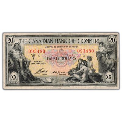 SOLD $20 1935 Canadian Bank of Commerce Canada Chartered Note CH #75-18-10