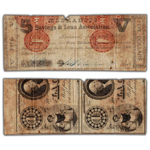 SOLD United States Mechanics Savings & Loan Association 1862 $5 Obsolete Note