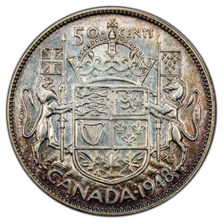 SOLD Canada 1948 50 Cents Half Dollar Silver Coin - Very Fine +