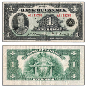 $1 1935 Bank of Canada Note English Text Letter 'A' BC-1 - VF
