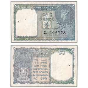India 1940 1 One Rupee Note P #25a - VF+ (holes)