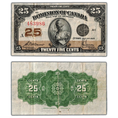 25 Cents 1923 Dominion of Canada Note Shinplaster DC-24c - VF