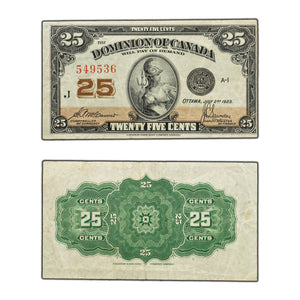 SOLD 25 Cents 1923 Dominion of Canada Shinplaster Note DC-24c - VF