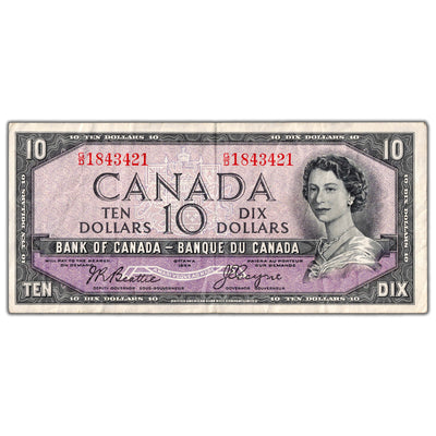 $10 1954 Bank of Canada Note Devil Face G/D Prefix BC-32b - VF
