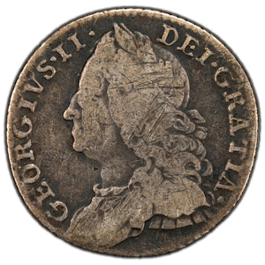 Great Britain 1758 6d Sixpence Silver Coin KM #582