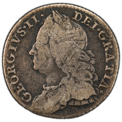 Great Britain 1758 6d Sixpence Silver Coin KM #582