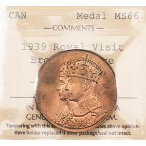 SOLD Canada 1939 Royal Visit Bronze Medal 31mm - ICCS MS-66