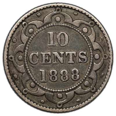 Newfoundland 1888 10 Cents Silver Coin - VG
