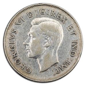 SOLD Canada 1947 St7 Maple Leaf 50 Cents Half Dollar Silver Coin - Very Fine