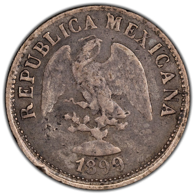 Mexico 1899 Go R 10 Centavos Silver Coin KM #404