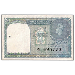 India 1940 1 One Rupee Note P #25a - VF+ (holes)