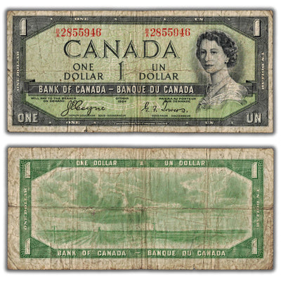 $1 1954 Bank of Canada Note Devil Face Coyne-Towers B/A Prefix BC-29a