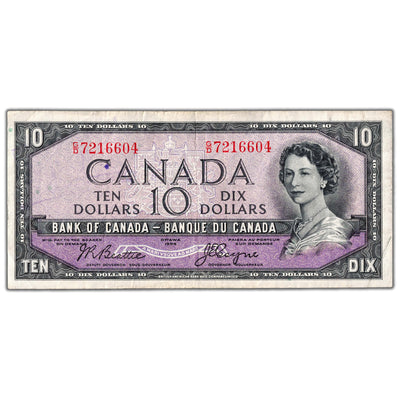 $10 1954 Bank of Canada Note Devil Face G/D Prefix BC-32b - VF
