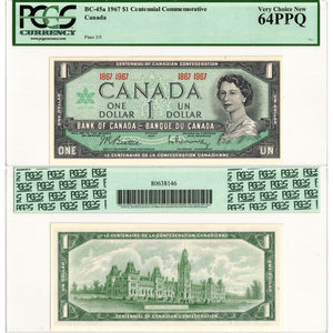 SOLD $1 1967 Bank of Canada Note Centennial Commemorative BC-45a - PCGS Ch UNC-64 PPQ