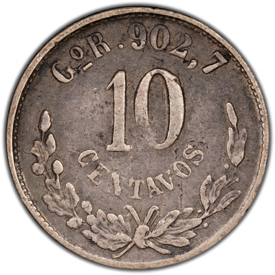 Mexico 1899 Go R 10 Centavos Silver Coin KM #404