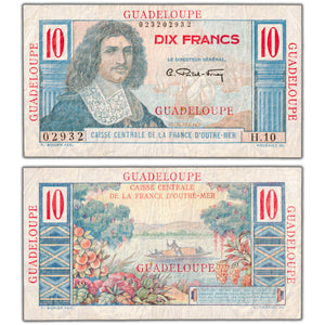 Guadeloupe ND (1947-49) 10 Ten Francs Note P #32 - F/VF