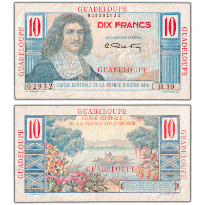 Guadeloupe ND (1947-49) 10 Ten Francs Note P #32 - F/VF