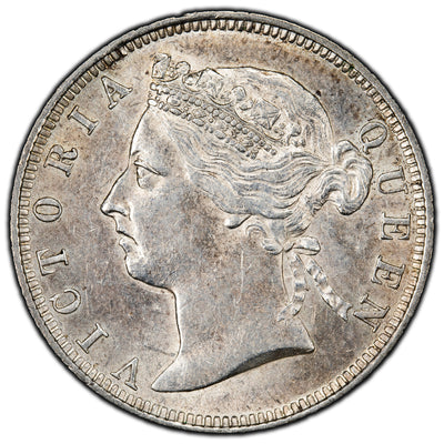 Straits Settlements 1896 20 Cents Silver Coin - AU