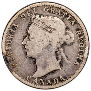 SOLD Canada 1886 Obv. 5 SBE 25 Cents Quarter Silver Coin - G-6