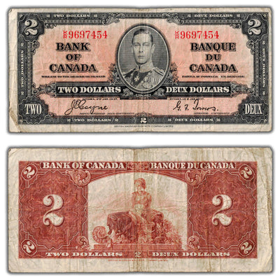 $2 1937 Bank of Canada Note Coyne-Towers K/R Prefix BC-22c
