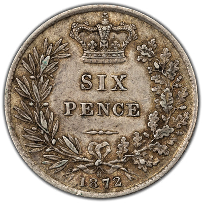 SOLD Great Britain 1872 6d Sixpence Silver Coin - Scarce Date