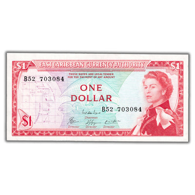 East Caribbean Currency Authority (1965) $1 Note P #13e - AU/UNC