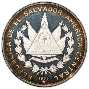 SOLD El Salvador 1971 150th Anniversary of Independence 5 Colones Proof Silver Coin