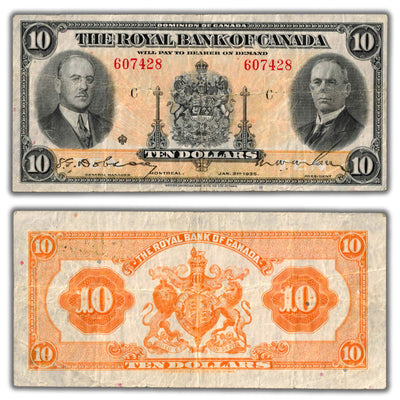 SOLD $10 1935 Royal Bank of Canada Chartered Note CH #630-18-04a - F/VF