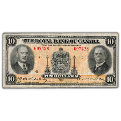 SOLD $10 1935 Royal Bank of Canada Chartered Note CH #630-18-04a - F/VF