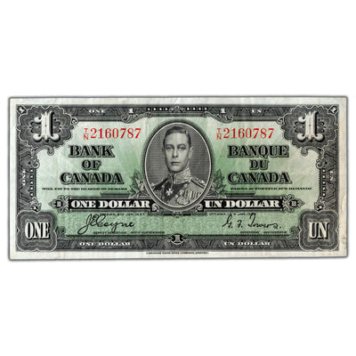 $1 1937 Bank of Canada Note Coyne-Towers T/N Prefix  BC-21d - VF