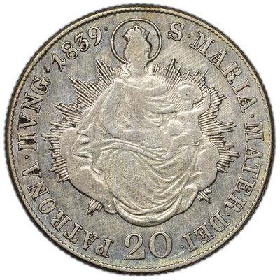 Hungary 1839 20 Krajczar Silver Coin KM #422 - Cleaned