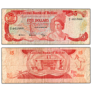 Belize 1987 $5 Five Dollars Note P #47a - Circulated