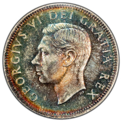 SOLD Canada 1948 25 Cents Quarter Silver Coin - ICCS MS-65 - Colourful Toning!