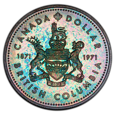 Canada 1971 BC Commemorative Silver Coin $1 Silver Dollar Coin - Nice Colour!