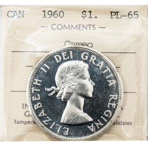 SOLD Canada 1960 $1 Silver Dollar Coin - ICCS PL-65 Cameo