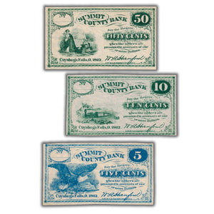 SOLD United States 1862 Ohio Summit County Bank Fractional Currency Remainder Note Set