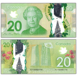 $20 2012 Bank of Canada Note FZT Prefix Low Serial #116 BC-71b - EF