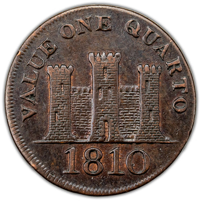 Gibraltar 1810 Small Date Quarto Coin
