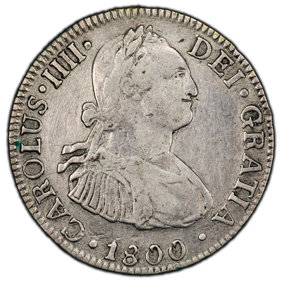 SOLD Mexico 1800 Mo-FM 2 Reales Silver Coin KM #91 - Light Scratches