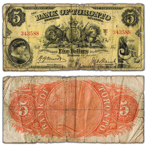 SOLD $5 1937 Bank of Toronto Canada Chartered Note #715-24-04 - Many Tears