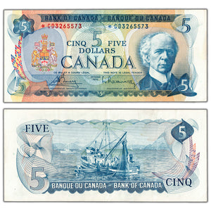SOLD $5 1972 Bank of Canada Note *CD Replacement Prefix BC-48aA - EF
