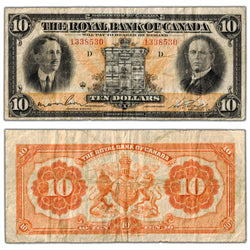 $10 1927 Royal Bank of Canada Chartered Note #630-14-08 - Fine
