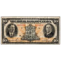 $10 1927 Royal Bank of Canada Chartered Note #630-14-08 - Fine