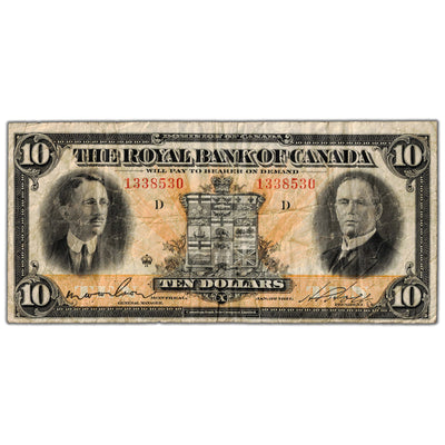 $10 1927 Royal Bank of Canada Chartered Note #630-14-08 - Fine