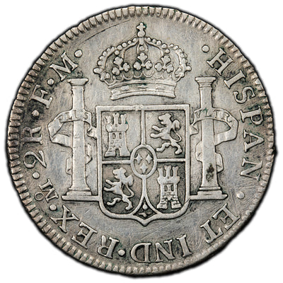 SOLD Mexico 1800 Mo-FM 2 Reales Silver Coin KM #91 - Light Scratches