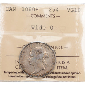 SOLD Canada 1880-H 25 Cents Quarter Silver Coin - ICCS VG-10