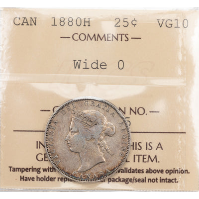 Canada 1880-H 25 Cents Quarter Silver Coin - ICCS VG-10